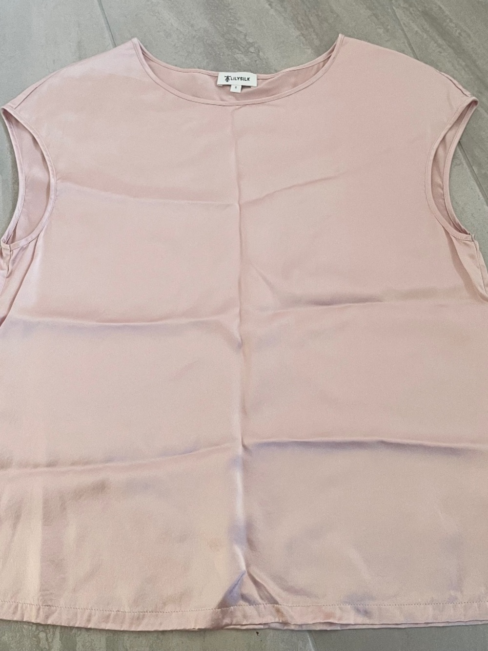 Lilysilk Blush Pink Cap Sleeve 100% Silk Tee Shirt
